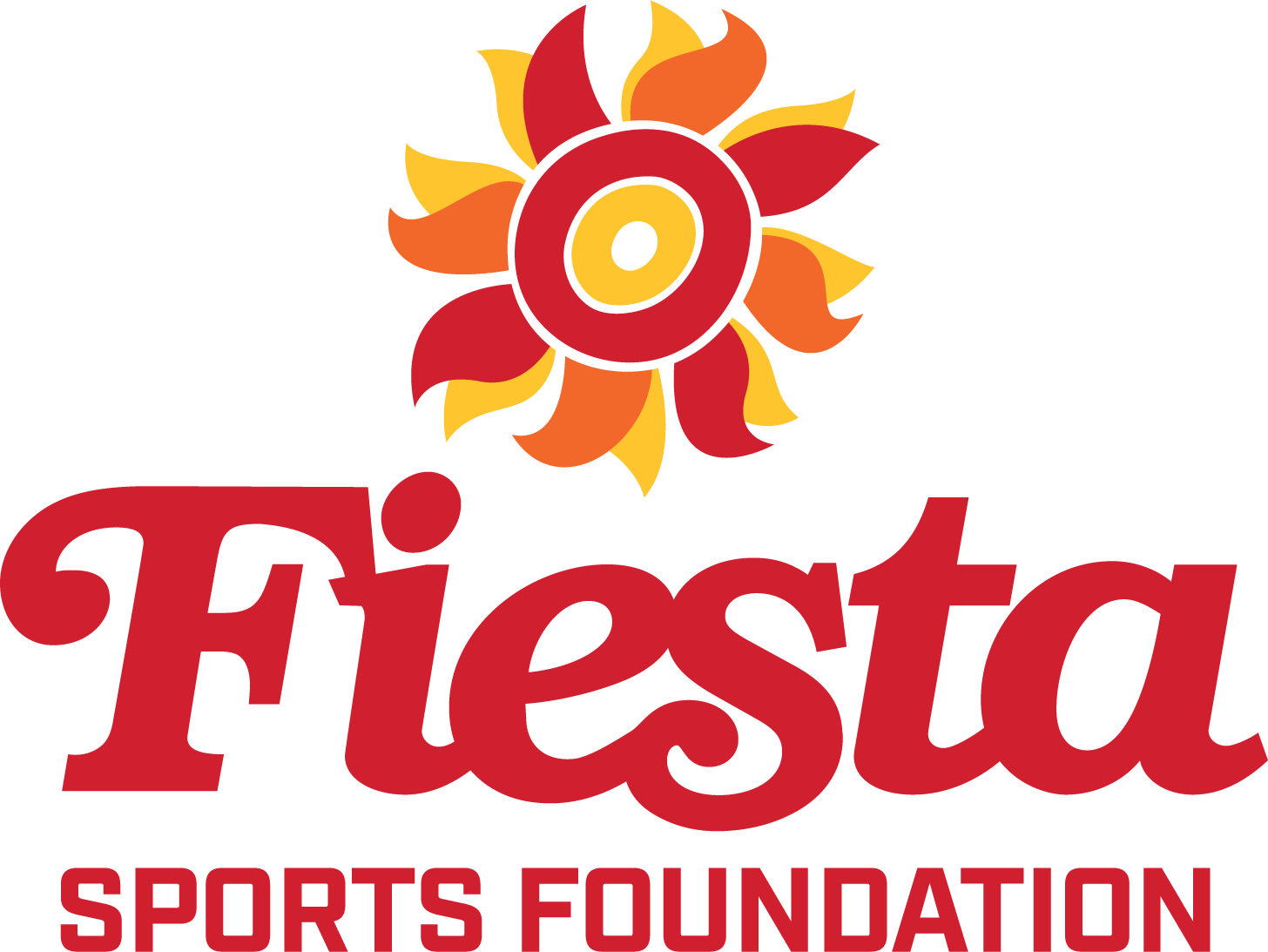 Logo of Fiesta Sports Foundation with a colorful sun-like design.